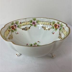 Nippon Rising Sun Hand Painted Footed Nut Bowl